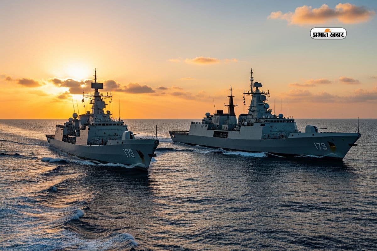 Indian Navy Two warships INS Udaygiri Himgiri Ai Image