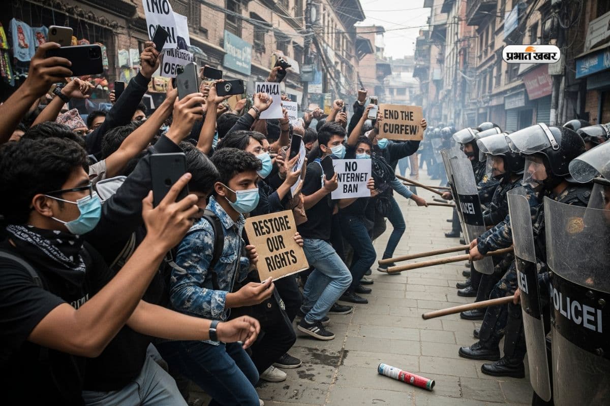 Kathmandu Curfew Genz Protest Ai Generated Image
