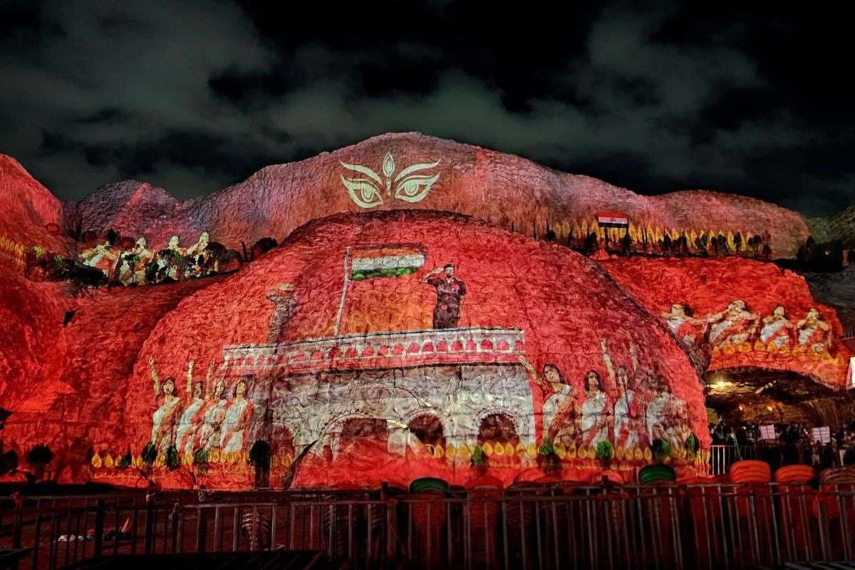 Temple is decorated on the theme of Operation Sindoor