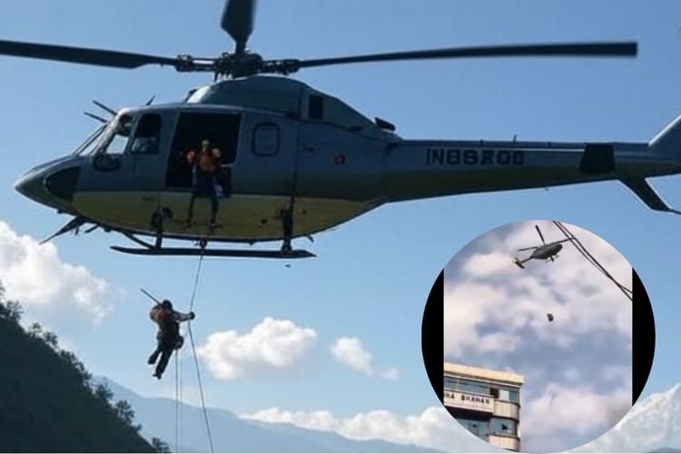 Viral Video : बाॅलीवुड के विलेन की तरह भागे नेपाल के कई मंत्री, हेलीकाॅप्टर में रस्सी के सहारे लटकते दिखे