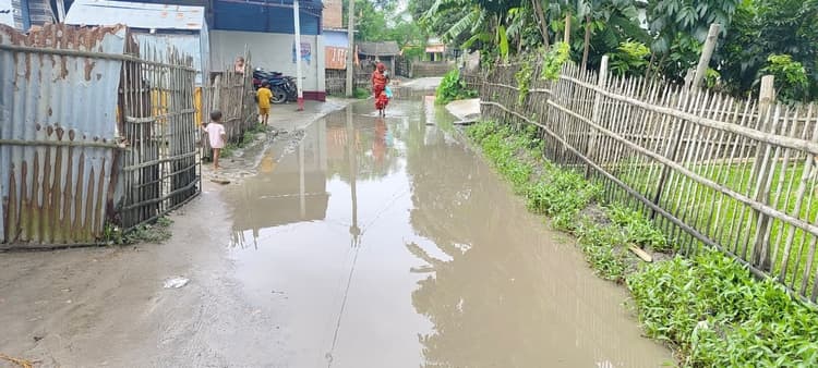 जलजमाव की समस्या से ग्रामीण सहित राहगीरों को परेशानी