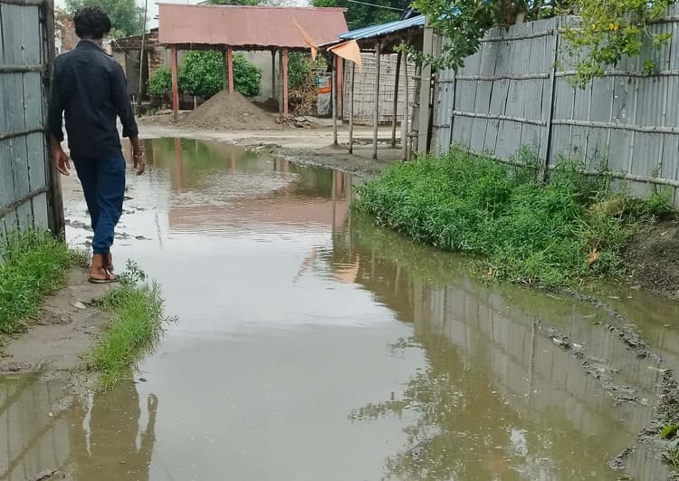 बनिया टोला में सड़क पर सालोभर जलजमाव की समस्या