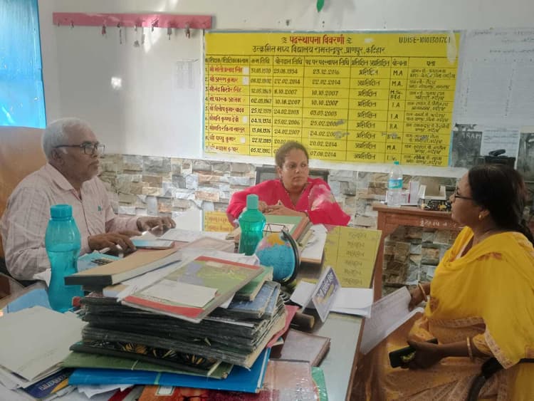 अर्धसैनिक बलों के ठहरने को सीओ ने विद्यालय का किया निरीक्षण