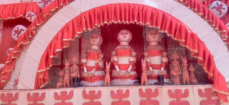 कप्तान पारा स्थित पूजा पंडाल में असम, बंगाल व ओडिशा की दिखती है मिश्रित झलक