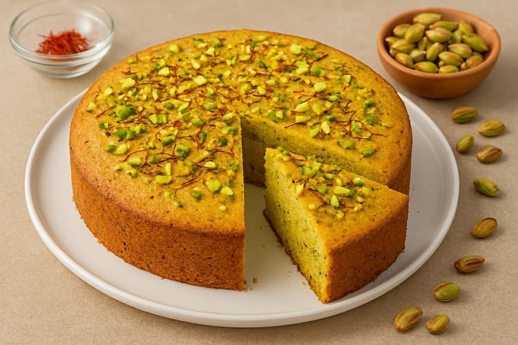 Kesar Pista Cake Recipe: बिना ओवन फेस्टिवल और पार्टी के लिए बनाएं केसर पिस्ता केक