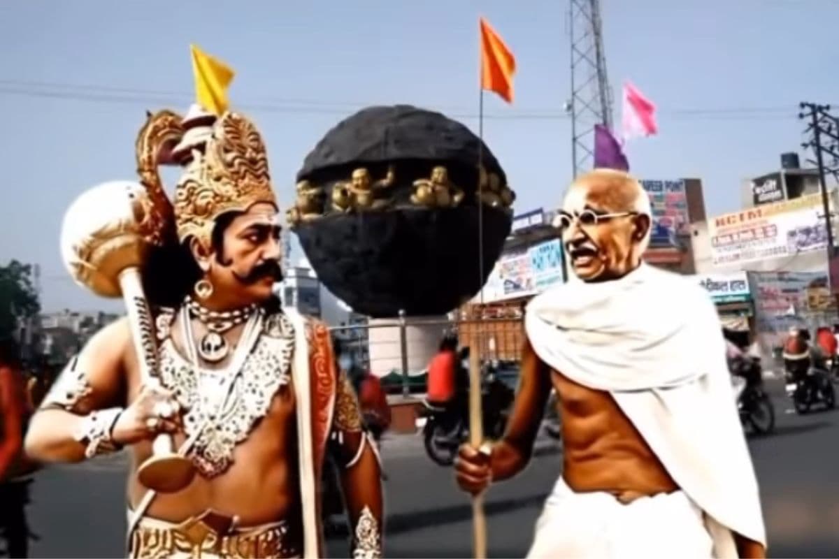 viral video ravan and gandhi ji debating