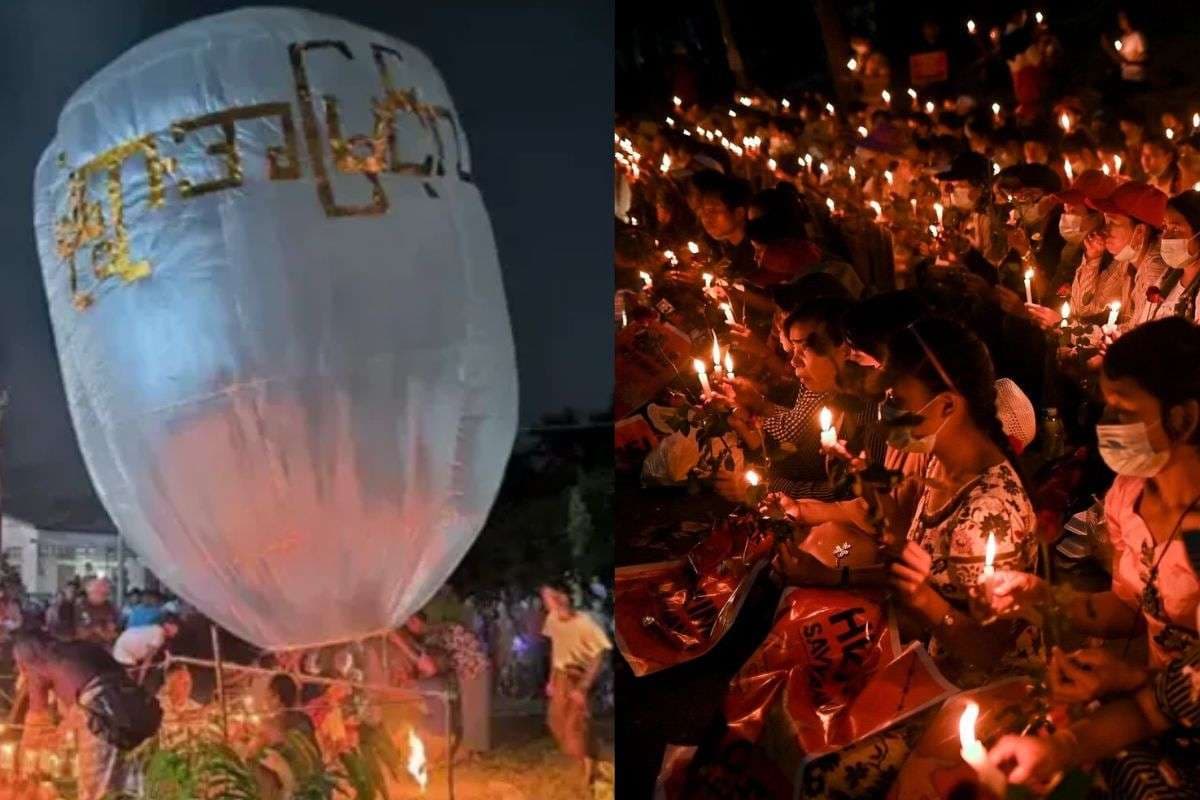 Myanmar Army Bombing From Paragliders During Buddhist Festival