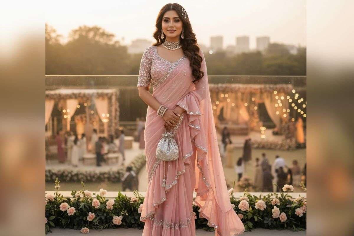 Ruffle saree