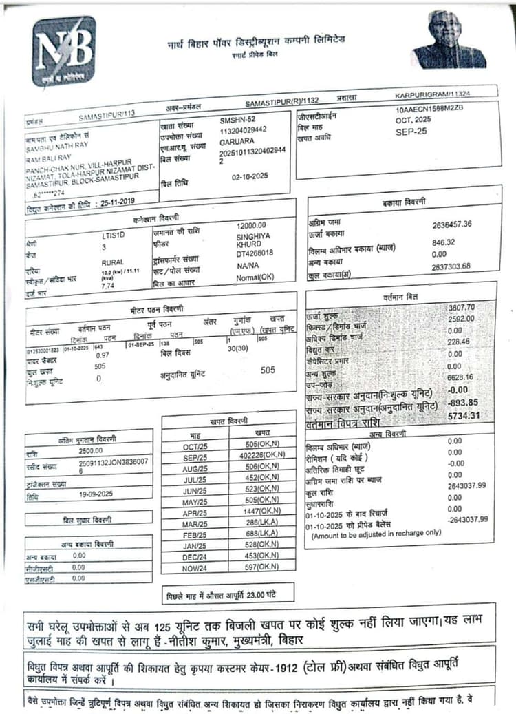 Samastipur News:26 लाख रुपये का बिजली बिल देख उपभोक्ता के उड़े होश