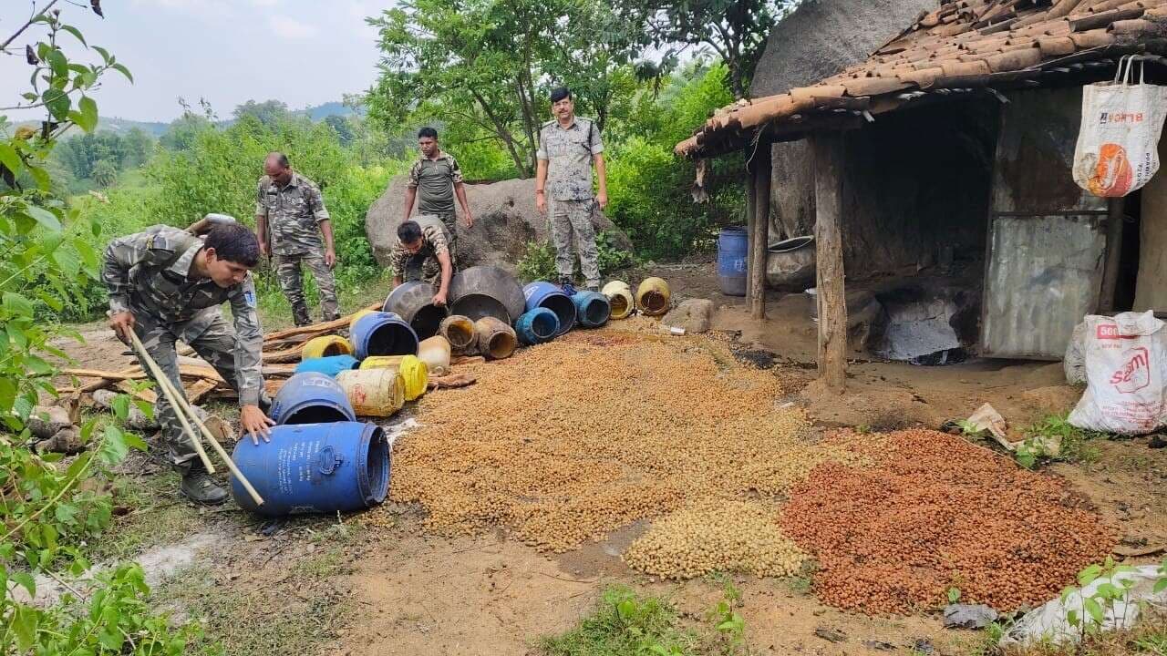 Giridih News :छापेमारी में साढ़े तीन क्विटल महुआ किया गया नष्ट