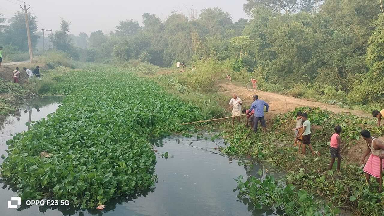 Madhubani News : ग्रामीणों ने छठ घाटों पर की साफ – सफाई