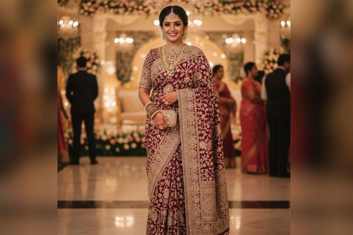 heavy work saree
