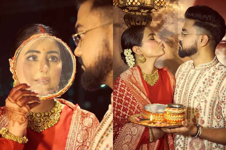Karwa Chauth Photos: पति हो तो रॉकी जैसा, हिना खान की फर्स्ट करवा चौथ फोटोज देख इम्प्रेस हुए नेटिजन्स