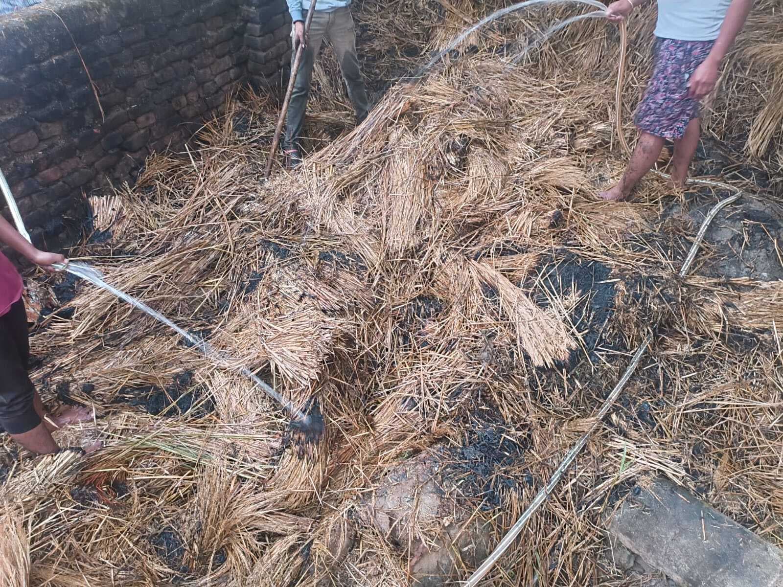 Giridih News: आग से एक लाख के धान व पुआल जली