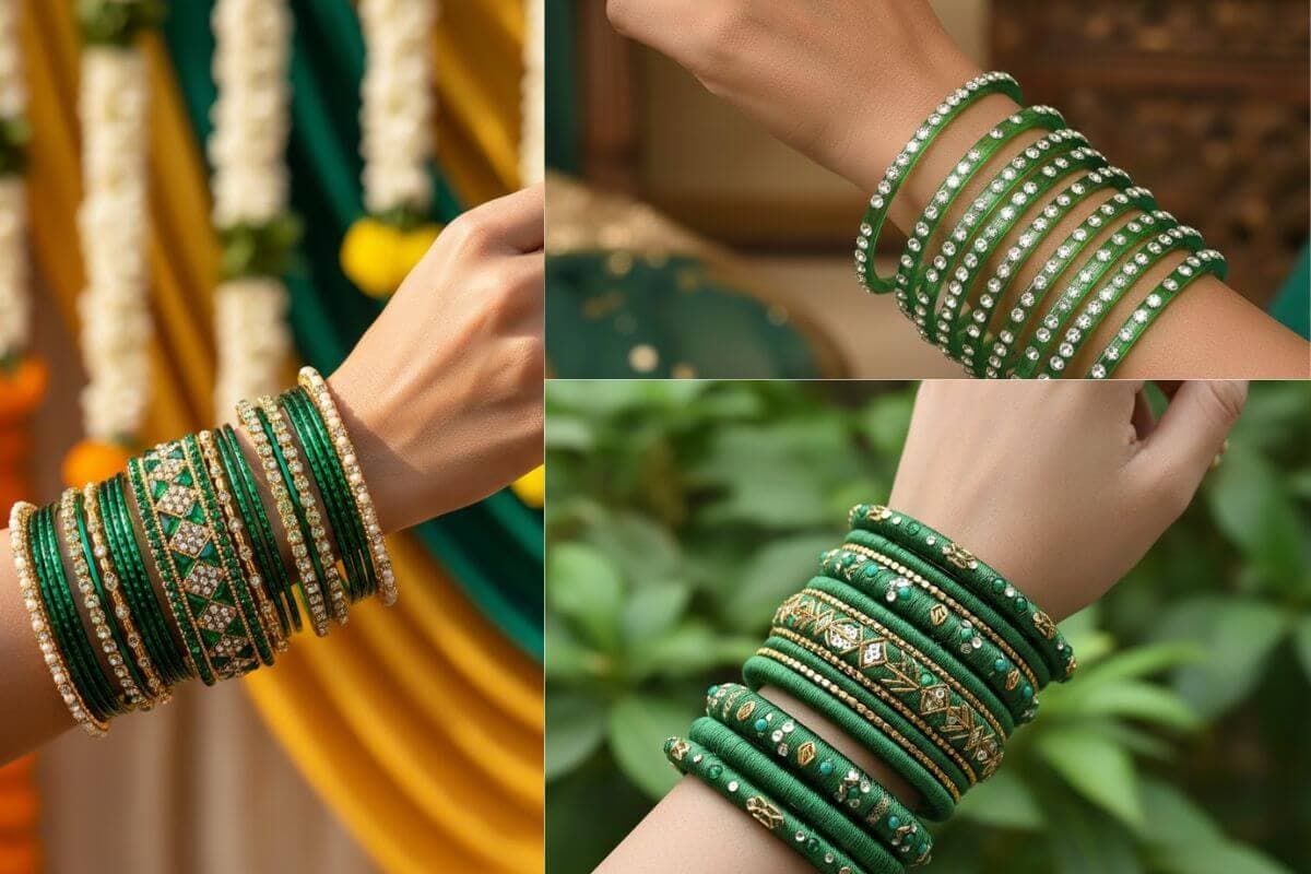 Green Bangles Design Ideas: शादी के फंक्शन में अपनी कलाई को सजाएं हरी चूड़ियों से, ट्राई करें ये बैंगल्स डिजाइन