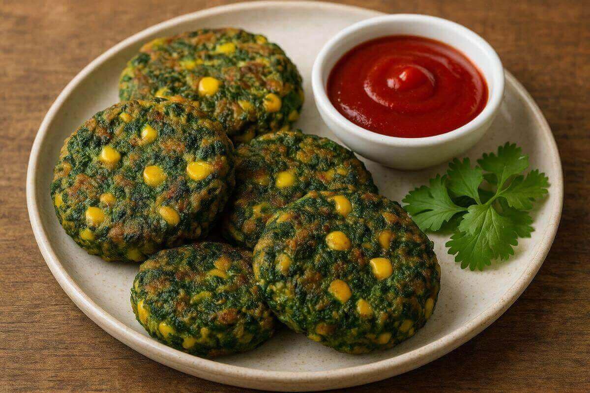 palak corn tikki palak corn tikki
