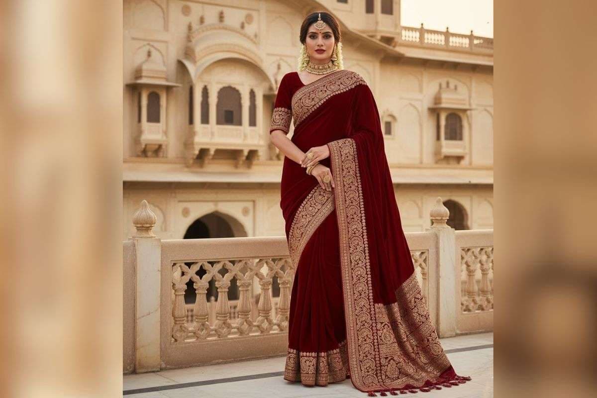 velvet saree