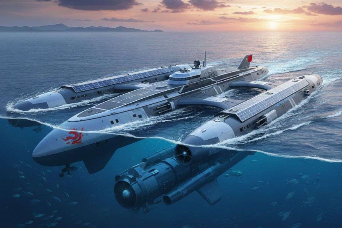 China Hybrid Trimaran Submersible Ship/ Ai Image China Hybrid Trimaran Submersible Ship/ Ai Image