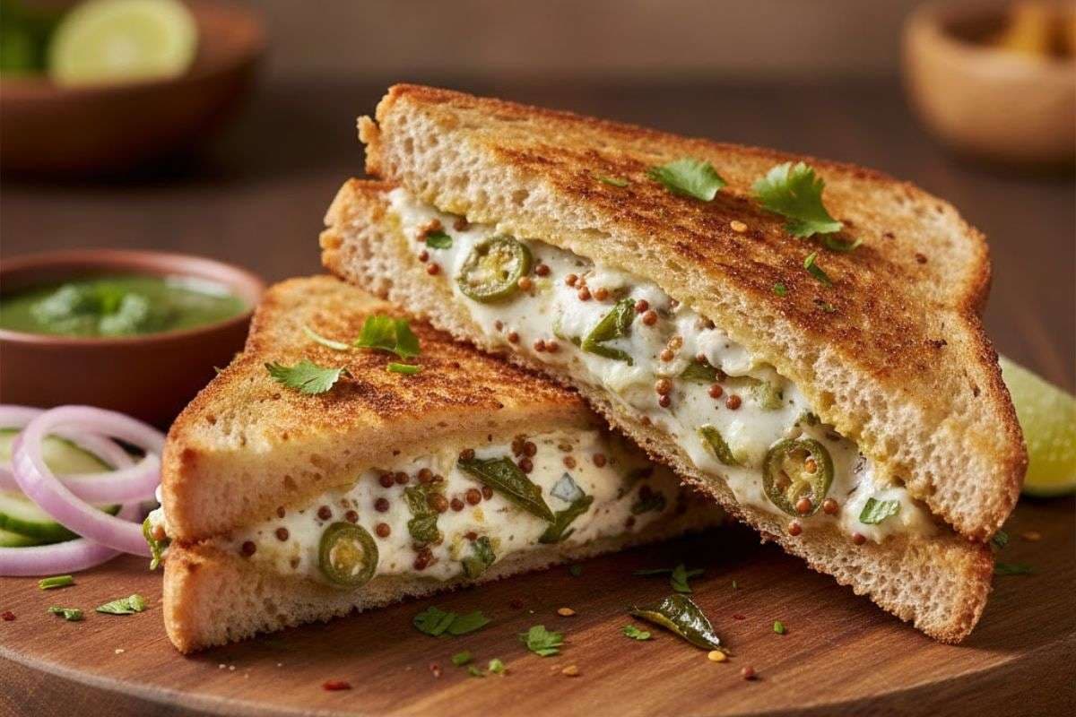 Dahi Tadka Sandwich Simple Recipe for Breakfast