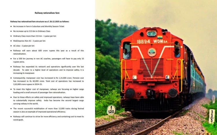 रेल यात्रियों को झटका, कोलकाता से दिल्ली, मुंबई और रांची जाना हुआ महंगा, 26 दिसंबर से इतना बढ़ा किराया