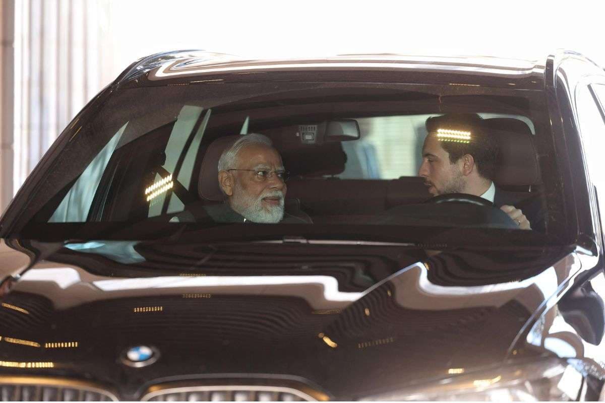 Jordan Crown Prince Al Hussein drives PM Modi to Jordan Museum during Amman visit