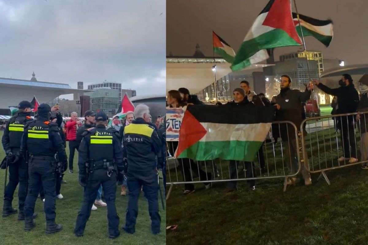 Protest outside Chanukah festival in Amsterdam