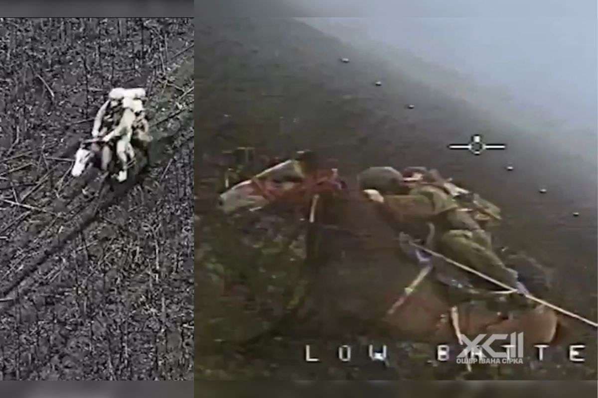 Ukrainian drone targets Russian soldier on horseback later attacks with blast.