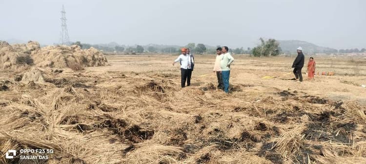 Giridih News :आग लगने से खलिहान में रखा हजारों का धान जला