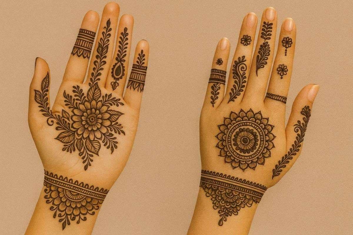 एआई सिंपल फूलों वाली पोंगल मेहंदी डिजाइन