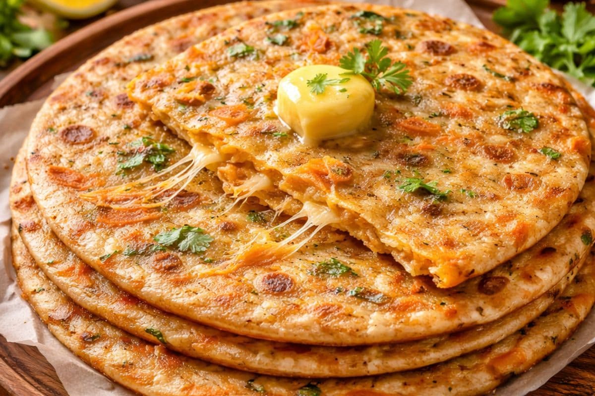 Gajar Cheese Paratha Without Stuffing