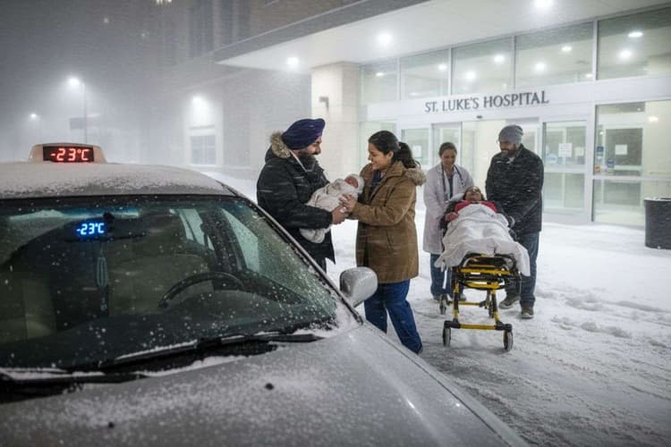 गर्भवती महिला, -23°C तापमान, तूफान और फिसलती रोड, रास्ते में ही पैदा हुआ बच्चा और फिर देवदूत बना भारतीय