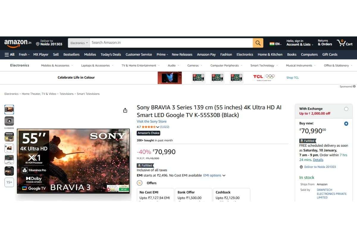 Sony BRAVIA 3 Series 4K Ultra HD (55 inches)