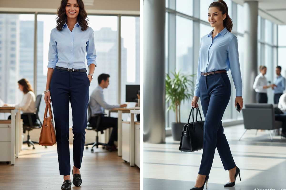 A simple and clean look for everyday office work.