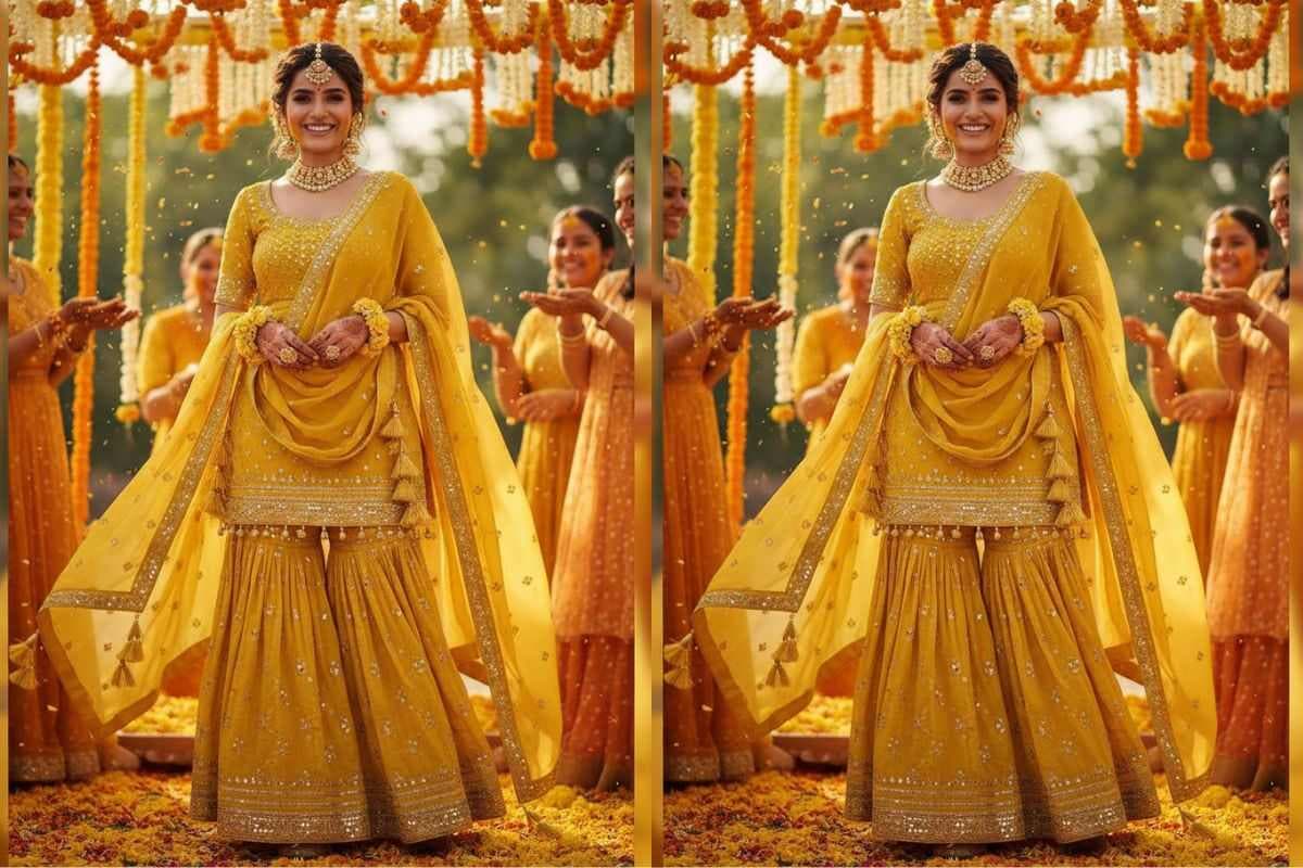 Yellow Sharara Design (AI IMAGE)
