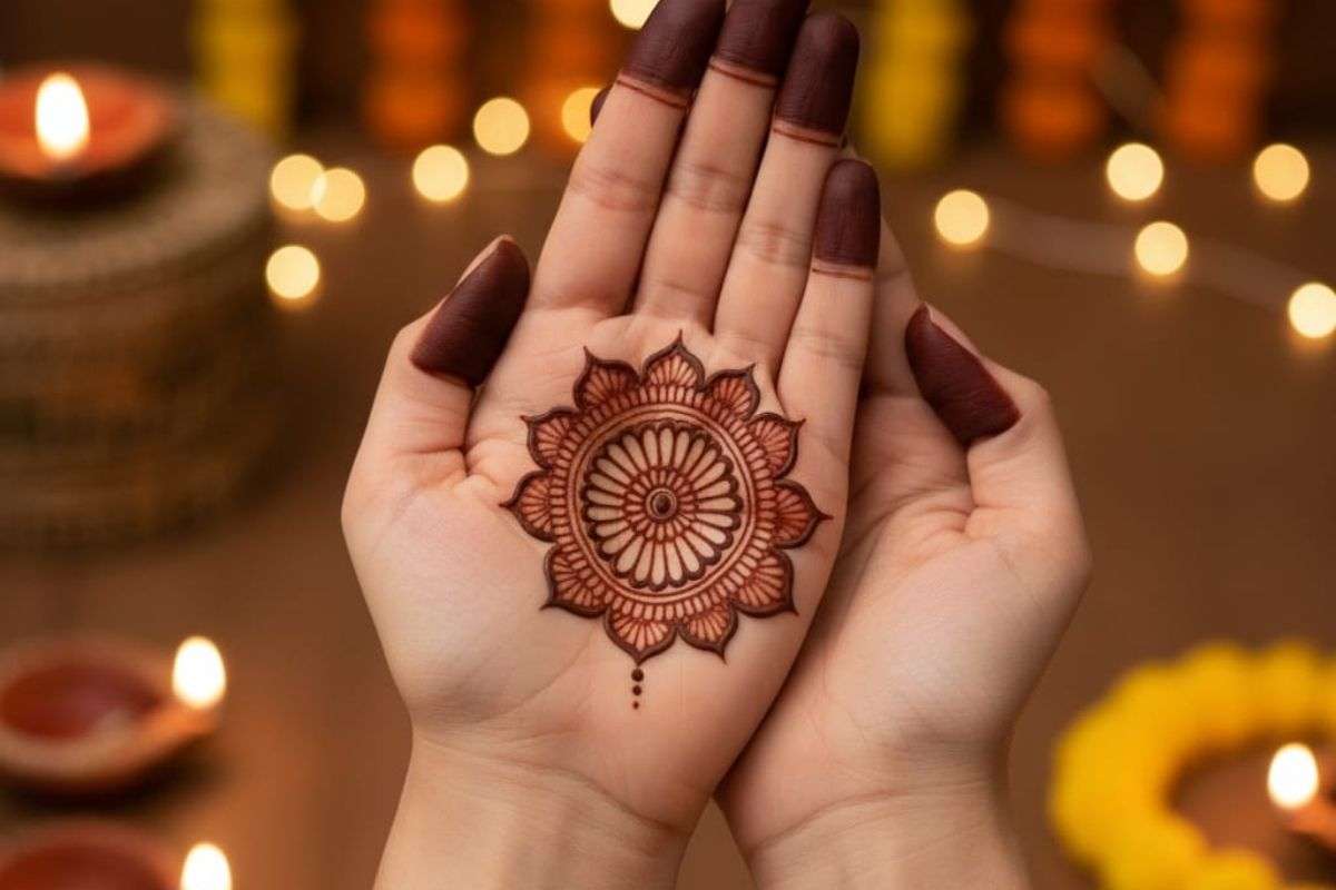 center palm mehndi design