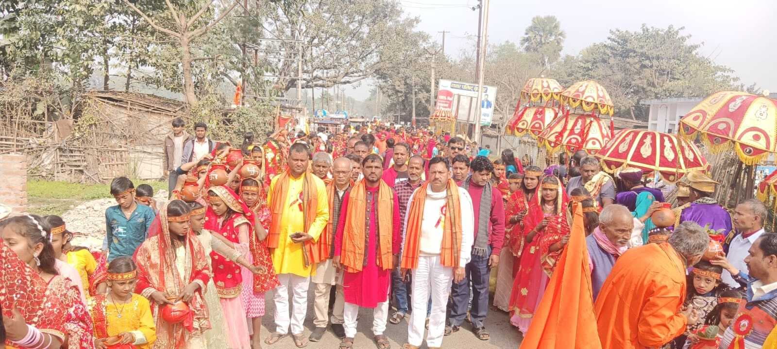 Samastipur News:प्राण-प्रतिष्ठा को लेकर निकाली गयी कलश शोभा यात्रा