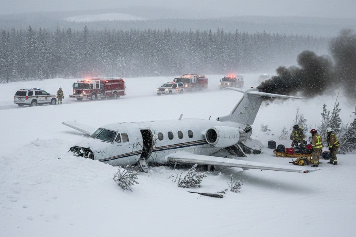 private jet crashed at the Bangor international airport in Maine US