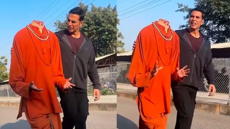 बिना सिर वाले भूत के साथ टहलते दिखे अक्षय कुमार, ‘भूत बंगला’ का फनी-हॉरर वीडियो चर्चा में
