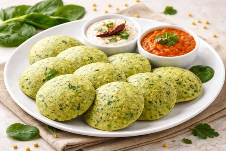 सर्दी के दिनों में बनाएं मूंग दाल पालक इडली