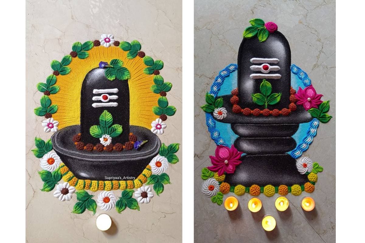Shivling Rangoli Design for Mahashivratri