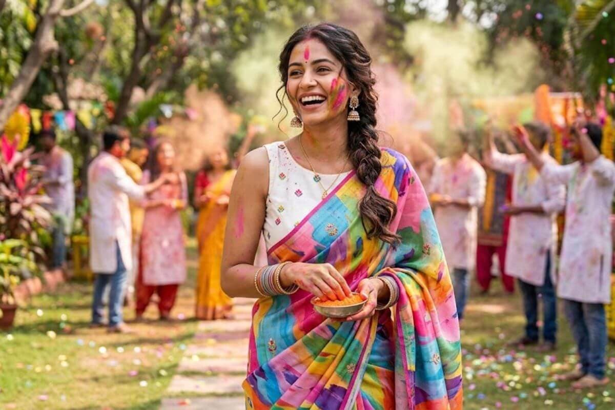 multi colour saree