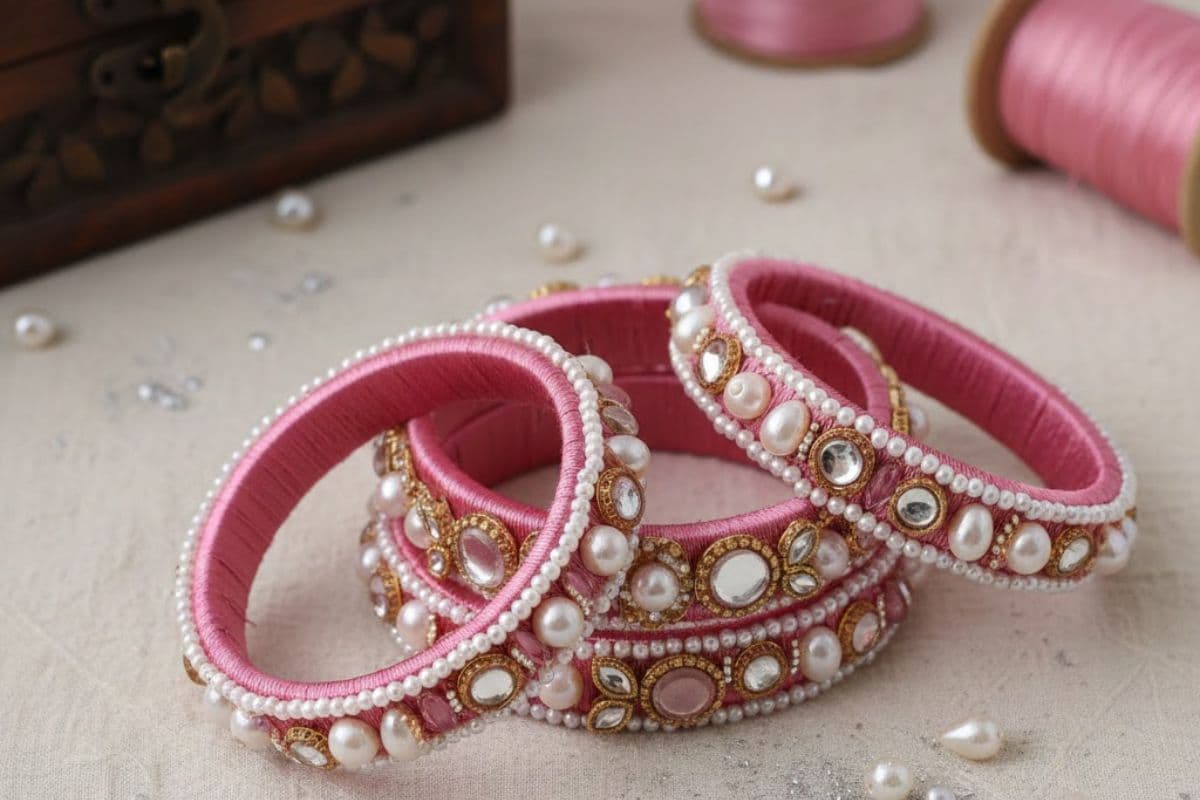 pink silk thread bangles