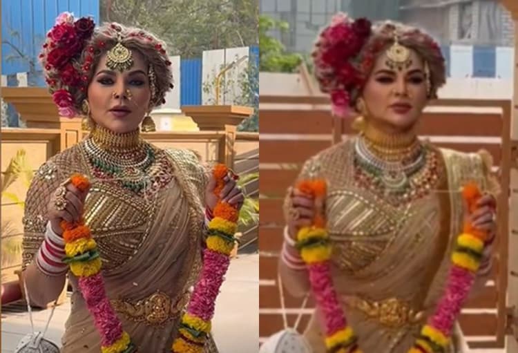 हाथ में वरमाला लिए शादी करने निकलीं राखी सावंत, दुल्हन लुक वायरल