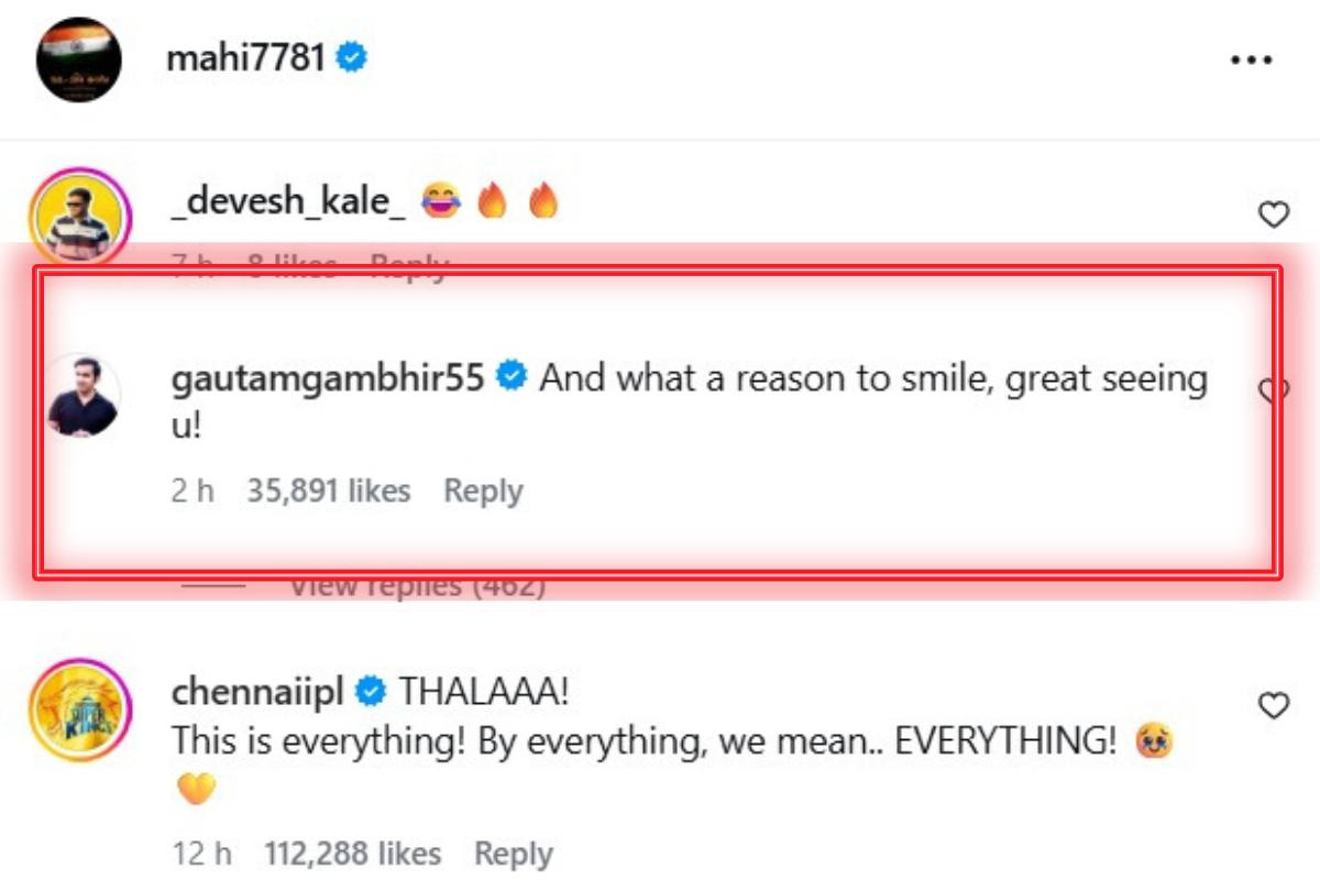Gautam Gambhir Reply to Dhoni