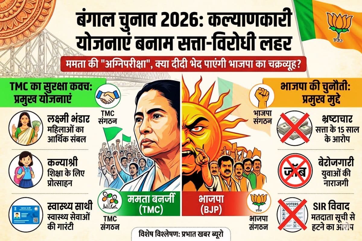 बंगाल चुनाव 2026: कल्याणकारी योजनाएं बनाम सत्ता-विरोधी लहर, ममता बनर्जी के 15 साल के शासन की सबसे बड़ी अग्निपरीक्षा