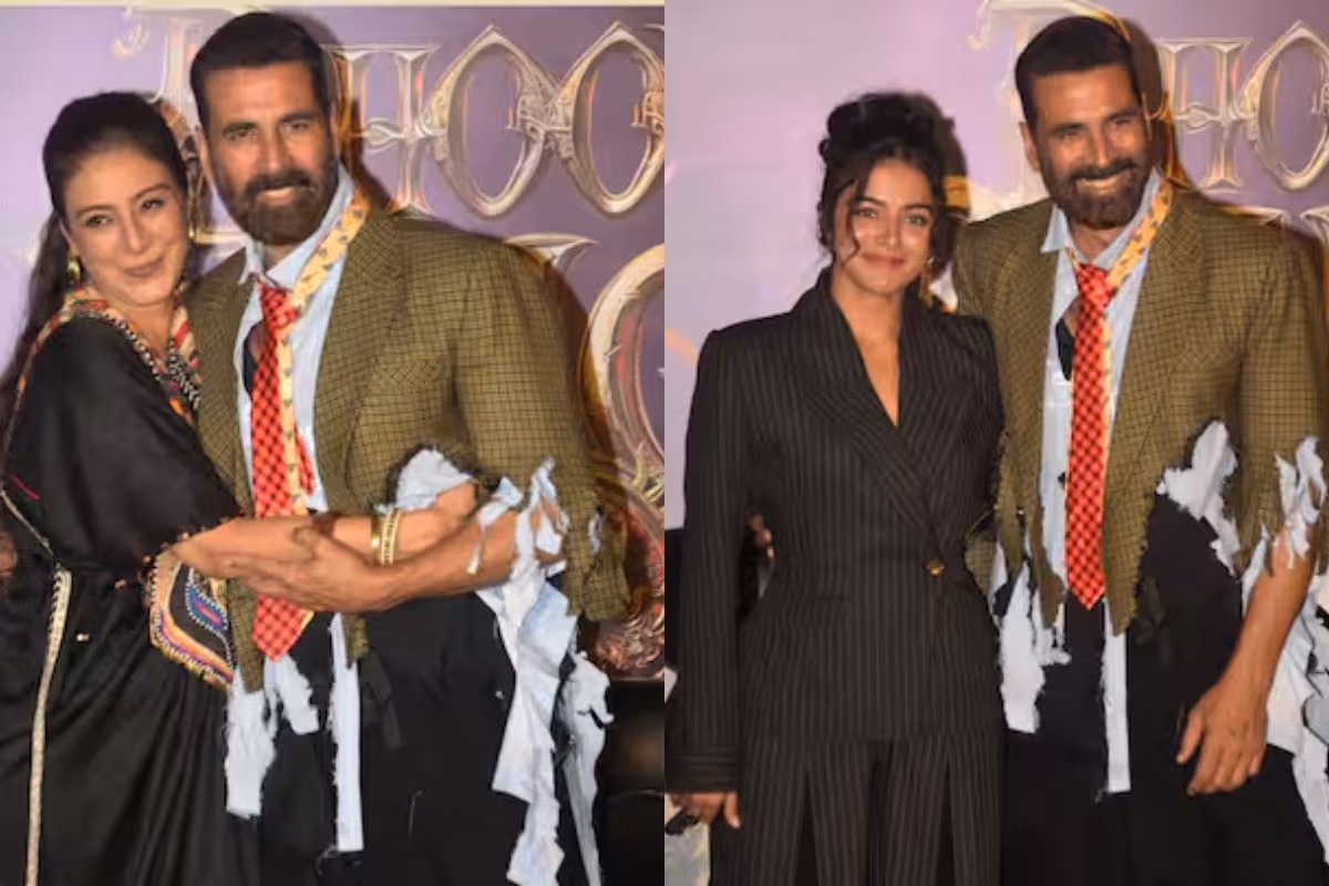 Akshay Kumar bhoot bangla trailer launch torn clothes look viral