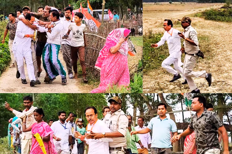 बंगाल में तृणमूल समर्थकों ने भाजपा उम्मीदवार शुभेंदु को दौड़ा-दौड़ाकर पीटा, तस्वीरें और वीडियो वायरल