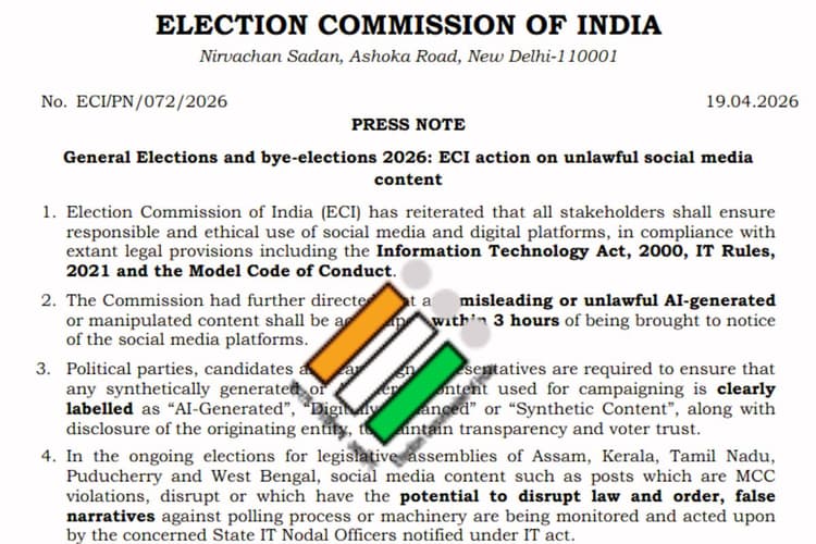 चुनाव आयोग का सोशल मीडिया पर डिजिटल स्ट्राइक! फेक AI कंटेंट पर एक्शन, 11 हजार से ज्यादा पोस्ट हटाये