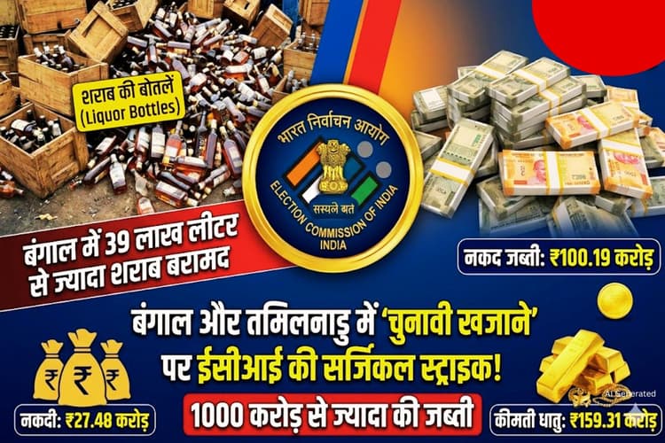बंगाल चुनाव में 39 लाख लीटर शराब जब्त, 2 राज्यों में जब्ती 1000 करोड़ के पार