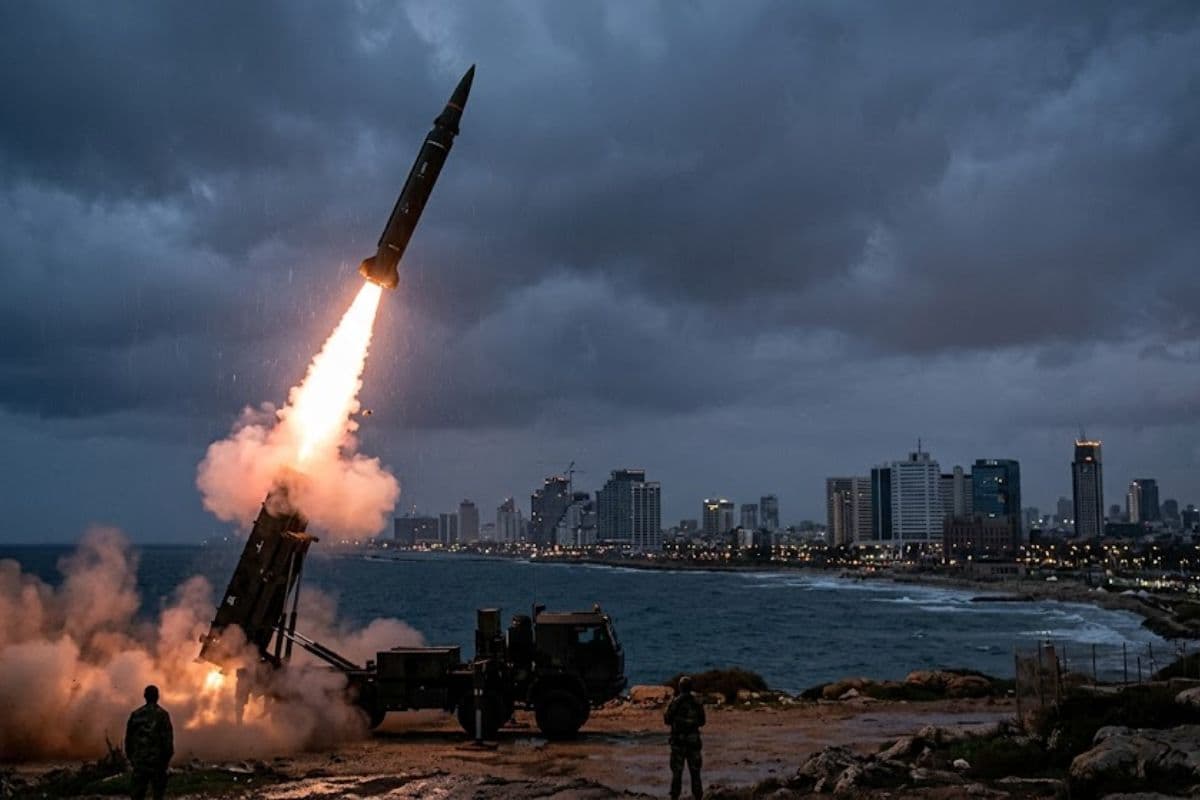 Iran Missile billboard tehran warning us israel / Ai Image